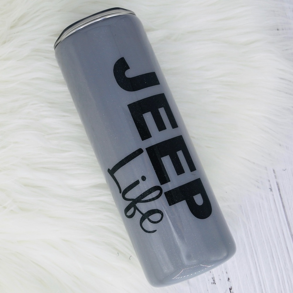 Gray and Black Jeep Life Peekaboo Glitter Epoxy Tumbler 20 oz Straight